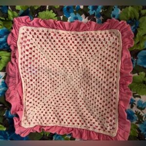 Vintage handmade pink throw pillow cover